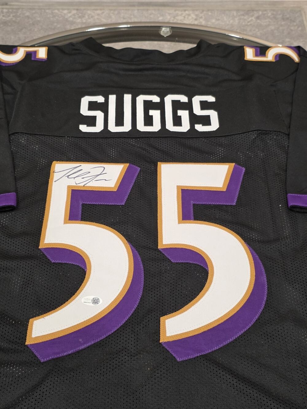Terrell Suggs Autographed/Signed Jersey JSA Black Custom Jersey